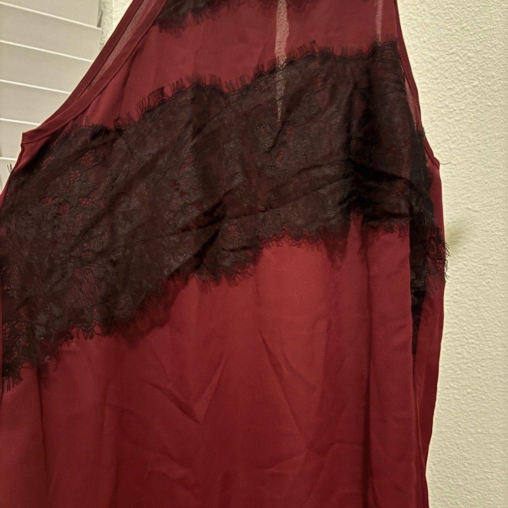 Elegant Burgundy and Black Lace Chemise